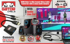 HDMI to VGA Adapter Video Audio with AUX 3.5mm Connector Cable Converter 1080P