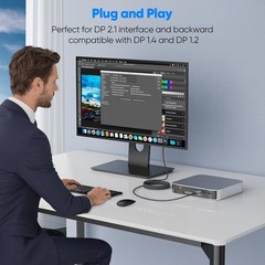 Display Port Cable 10 ft, DisplayPort 2.1 16K@60Hz 8K@120Hz 4K@240Hz 2K@360Hz…