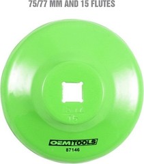 75/77 Millimeter 15 Flute Oil Filter Wrench, Green, B Style: 75/77 mm 15 Flute