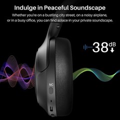 TOZO HT2 Hybrid Active Noise Cancelling Over Ear Headphones, Black (Renew)