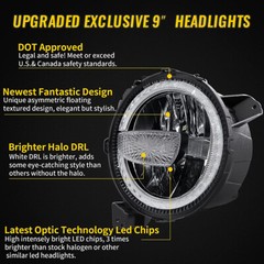 9in LED DRL Headlights For Jeep Wrangler JL Gladiator 2018-2024 4in Fog Light