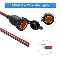 12V Fixed Thread Cigarette Lighter Socket Pigtail Cable, 14AWG Waterproof Cigare