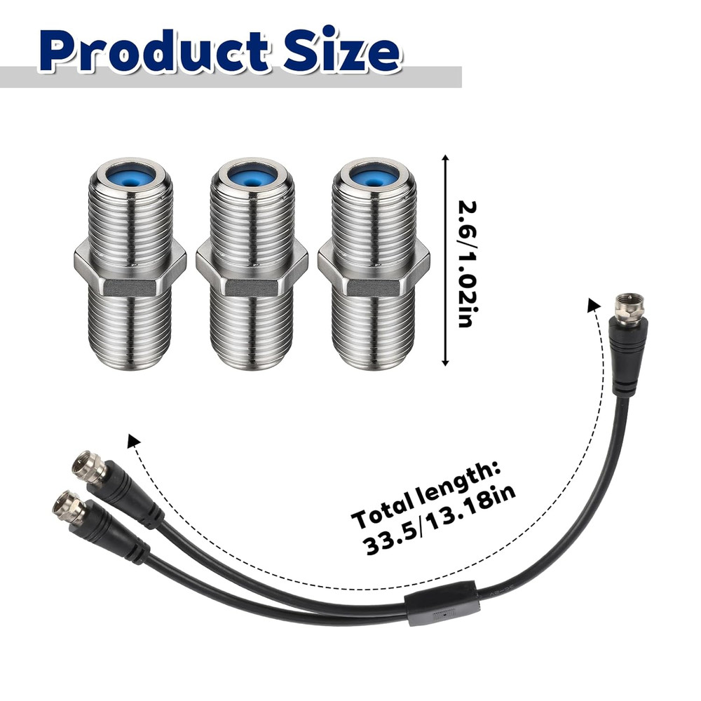 Coaxial Splitter, F-Type Rg6 Cable Splitter 3 Way Internet and TV 75Ohm Split…