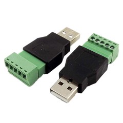 1x USB 2.0 Type A Male to 5 Pin Screw w/ Shield Terminal Plug Adapter Connector