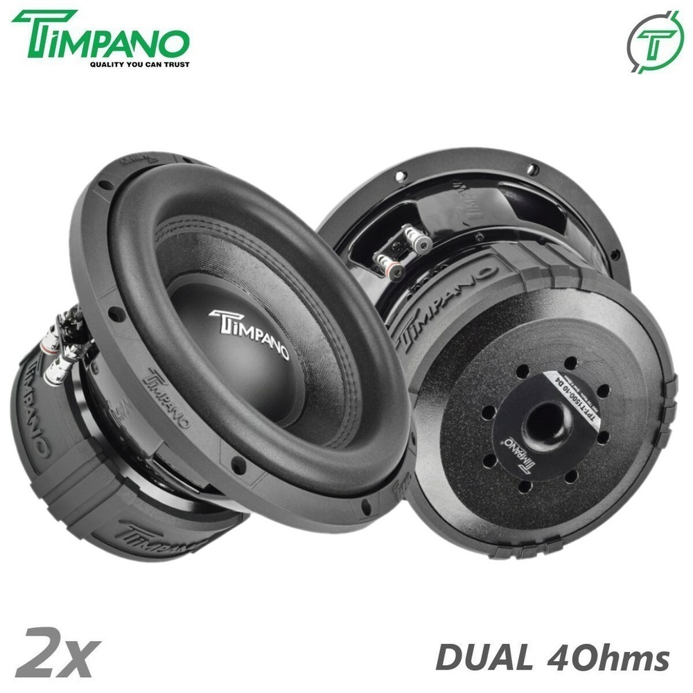 2x Timpano 10″ Car Audio Subwoofer 1500 Watts T1500-10 Dual 4 Ohms Daily Banger