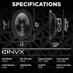 NVX XSP692 900W Peak (300W) RMS X-Series 6″x9″ 2-Way Coaxial Speakers