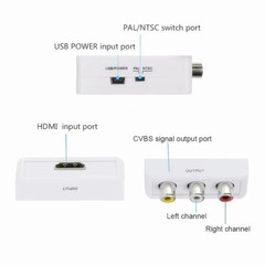 1080P HDMI to AV RCA Converter HDMI2AV Adapter Support NTSC/PAL for PC HDTV Proj