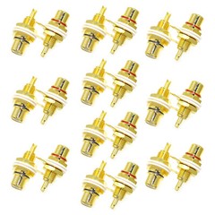 20 Pcs 24K Gold Plated RCA Female Chassis Panel Mount Jack Socket Connector