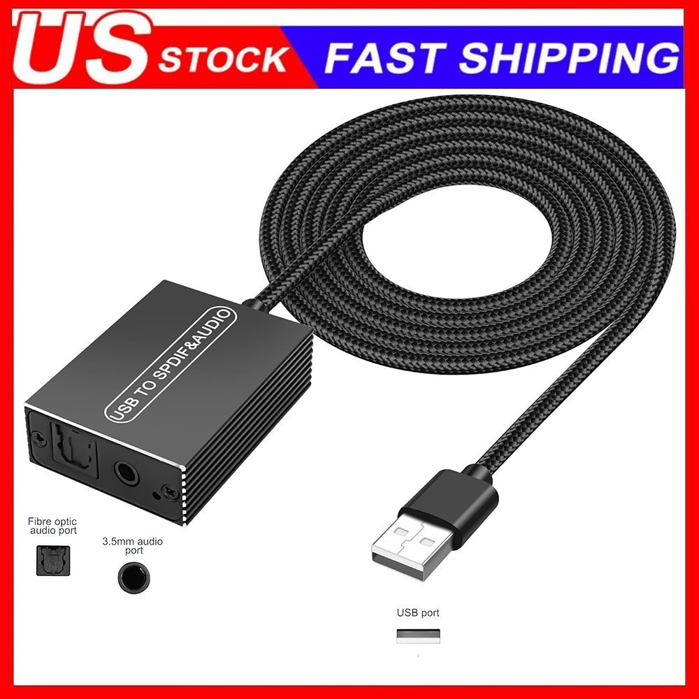 USB2.0 to Optical Toslink 3.5mm Audio Adapter Type-A C PS5 NS Laptop Soundbar