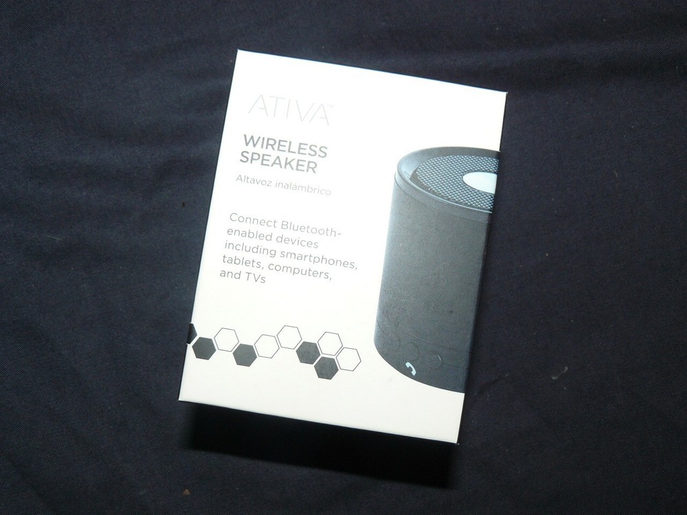 Ativa Fabric-Covered Wireless Bluetooth Speaker, Black, XJ0806
