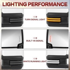 2PCS Towing Mirrors Power Heated Compatible for 1999-2002 Chevy Painted White