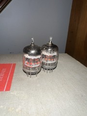 Matched Pair GE 6386 Five-Star Red Letter Vacuum Tubes Made in USA Fairchild