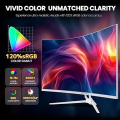 CRUA 32″ White Curved Monitor, 4K UHD (3840*2160P) 1500R VA Screen (CR320C)™