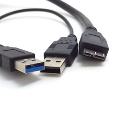 Cablecc Dual USB 3.0 to Micro USB Y Splitter cable for Mobile Hard Disk Drive