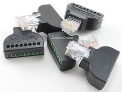 5pk RJ45 Male Plug to AV 8-Pin Screw Terminal Block Adapter Converter, PL-CN45-5
