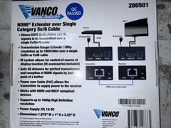 Vanco 280501 HDMI Extender Over Single Cat5e/6 Cable Lot of 2 units