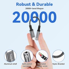 USB Type C to 3.5mm Female Headphone Jack Adapter, (2-Pack) C silver gray