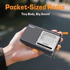 XHDATA D219 Radio Portable AM FM Small Battery Operated Radio w/ Great Reception