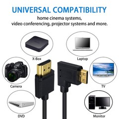 Ultra-Thin Short 90 Degree HDMI to Mini HDMI Cable 6inch/15cm, Left Angled Mi…