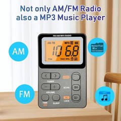 Portable Radio AM FM Rechargeable Pocket Radio W/ Best Reception Digital Tuning