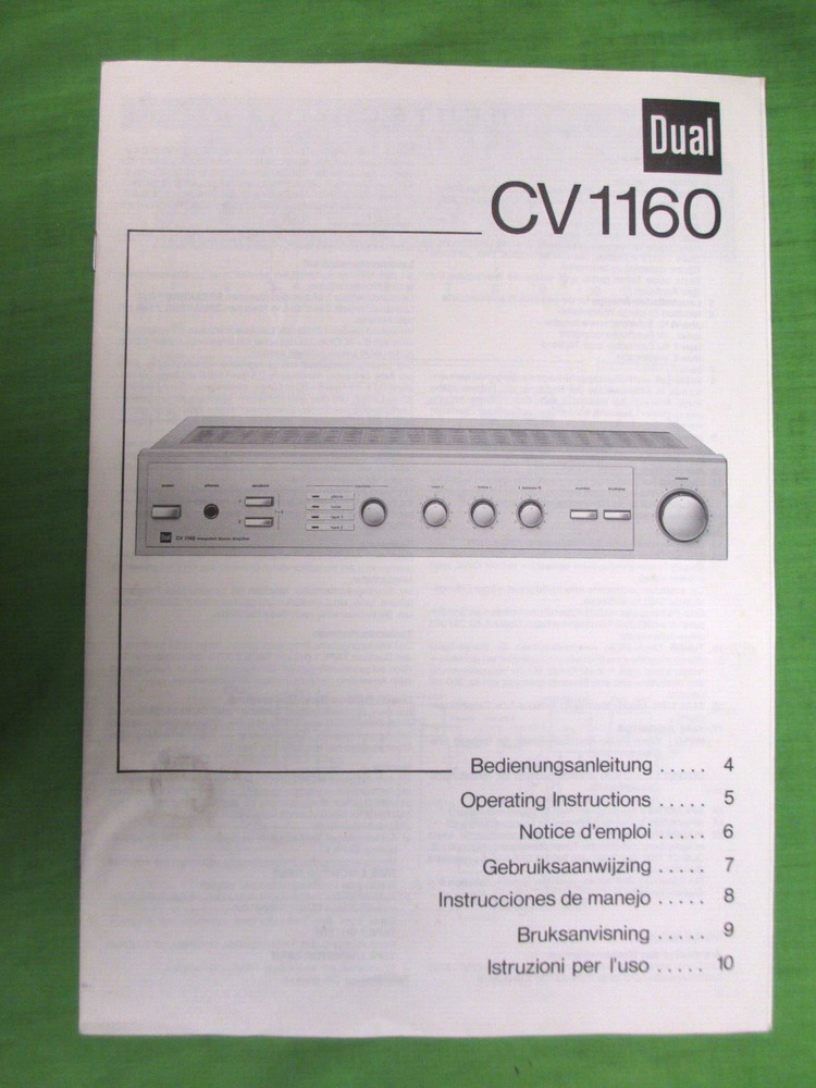 DUAL CV 1160 AMPLIFIER OWNERS MANUAL ORIGINAL NOT A COPY SEVERAL LANGUAGES