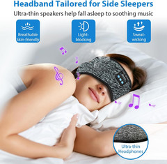 Adjustable Headband Headphones, Sleeping Headphones with Ultra-Thin Speakers, Bl