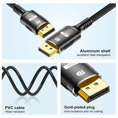 4K Display Port DP to DP Cable 60Hz 2160P 25.92Gbps HDR Audio Video Adapter PC