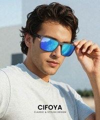 CIFOYA Sunglasses-Men Medium, Black + Ice Blue + Dark + Red + Brown