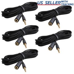 5-pack 10ft 3.5mm 1/8″ Stereo Audio Aux Headphone Cable Extension Cord M to F 5X