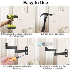 Universal Ceiling Wall Projector Mount 360° Adjustable Foldable Arm Bracket