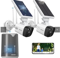 OOSSXX Solar Wireless Security 2Cameras W/Station Outdoor WiFi CCTV Night Vision