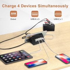 DC 12V 24V to 5V USB Step down Converter 68W 12V to USB Multi Port Power Adapter