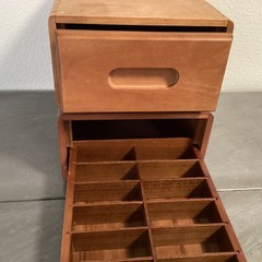2 Vintage Solid Wood Media Storage Box Case Hand Rubbed Oiled Lot of 2
