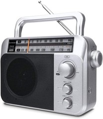 Portable Radios with Best Reception Ac or D Battery Powered Analog Radio Sliver