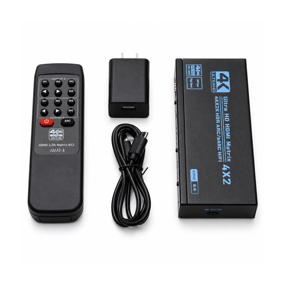 4K 60Hz HDMI Matrix Switcher Splitter 4×2 4 In 2 Out Support ARC EDID