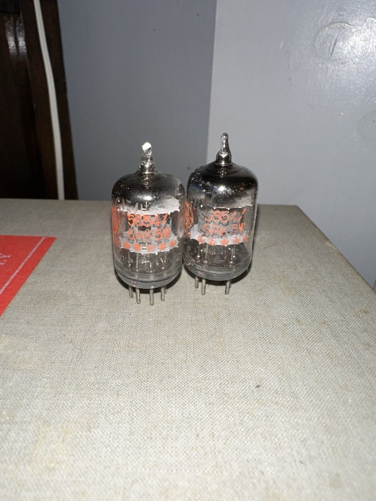 Matched Pair GE Five Star 5654 / 6AK5W Vacuum Tubes Untested Vintage USA