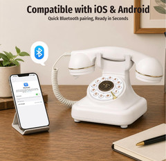 Bluetooth Retro Home Phone Speakerphone Black White Pink Hands-Free