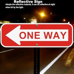 One Way Sign with Arrow, 18×6 Inches, red and white – 6″ x 18″ – Left and Right