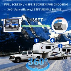 Wireless Magnetic Solar Backup Camera 1080P 10.1″ DVR for Monitor RV Truck Ship