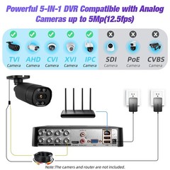 H.265+ Hybrid 5 IN 1 8CH DVR 1080P Security Recorder Built-in 2TB Hard Disk