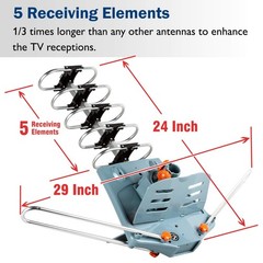 Five Star HDTV Antenna Amplified Digital Outdoor Antenna 150 Miles Range, 360 De