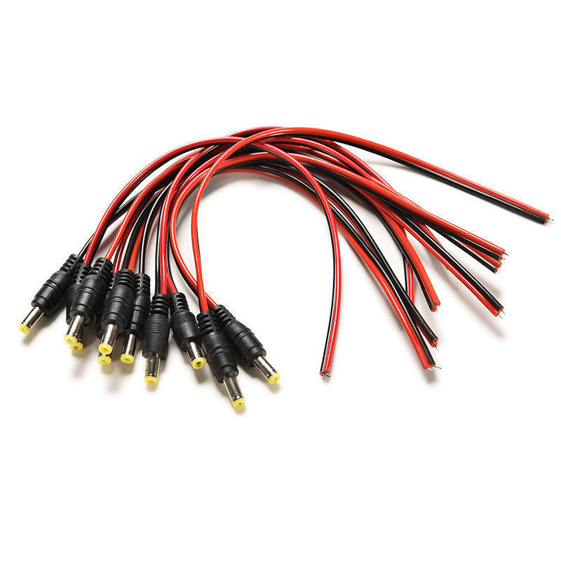 Lot 10x 5.5*2.1mm Male DC Power Plug Connector CCTV PSU Pigtail CABLE Jack 12V
