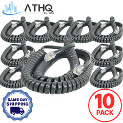 LOT OF 10 Curly Coil Cord 12 Foot Replacement Black Handset AT&T Landline Phone