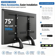 UNIVERSAL TV STAND BASE TABLETOP VESA PEDESTAL MOUNT FOR LCD LED TV 37-75″