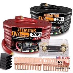 1/0 Gauge CCA Wire Battery Cable Copper Clad Aluminum 40FT Wire + ANL Fuse