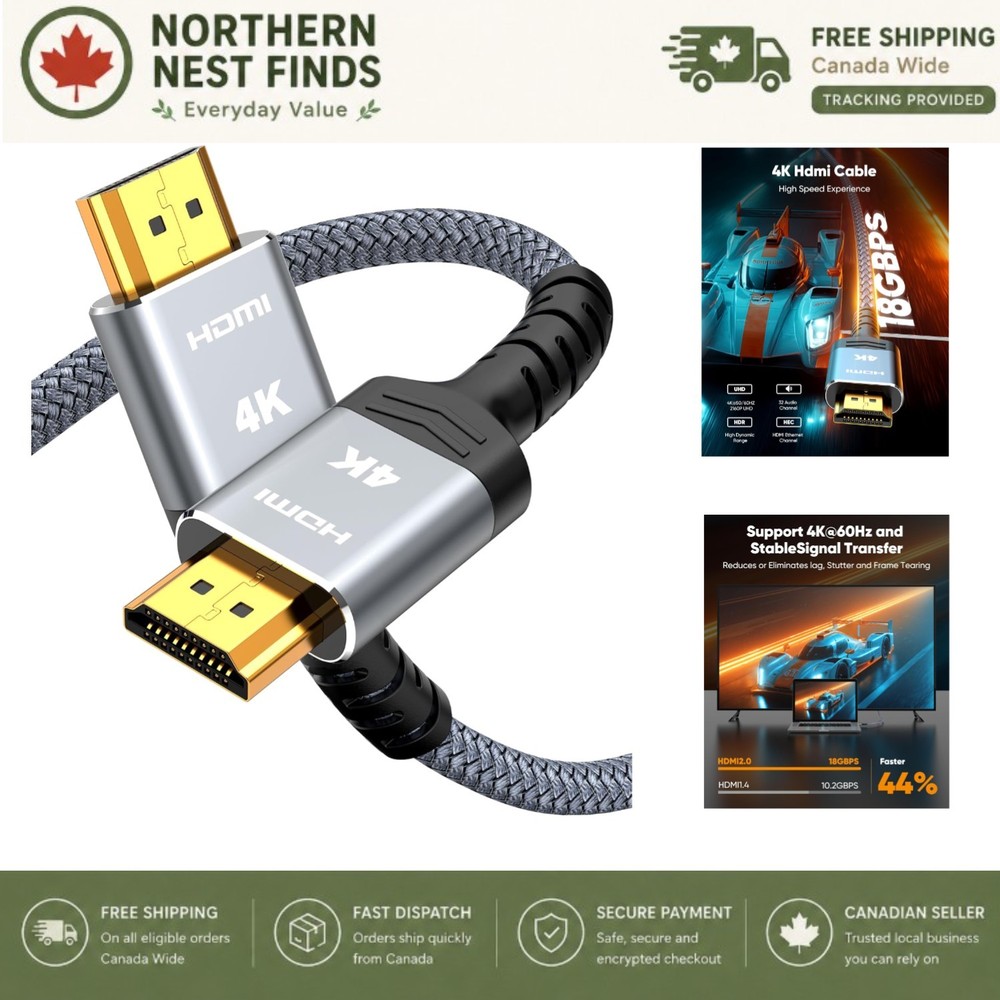 1ft High-Speed HDMI Cable 4K@60Hz – Tangle-Free, Perfect for Gaming & Streaming