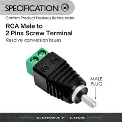 5 Pack Male RCA Socket Plug to Bare Wire 2 Pin Screw Down Terminal Adapter Jack