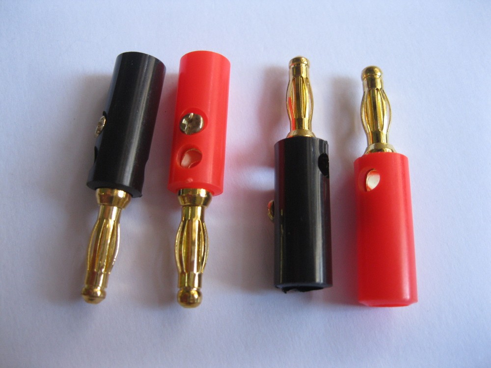 10 pcs Banana Plug Male Connector Gold Plated Red & Black 40mm 215 B New