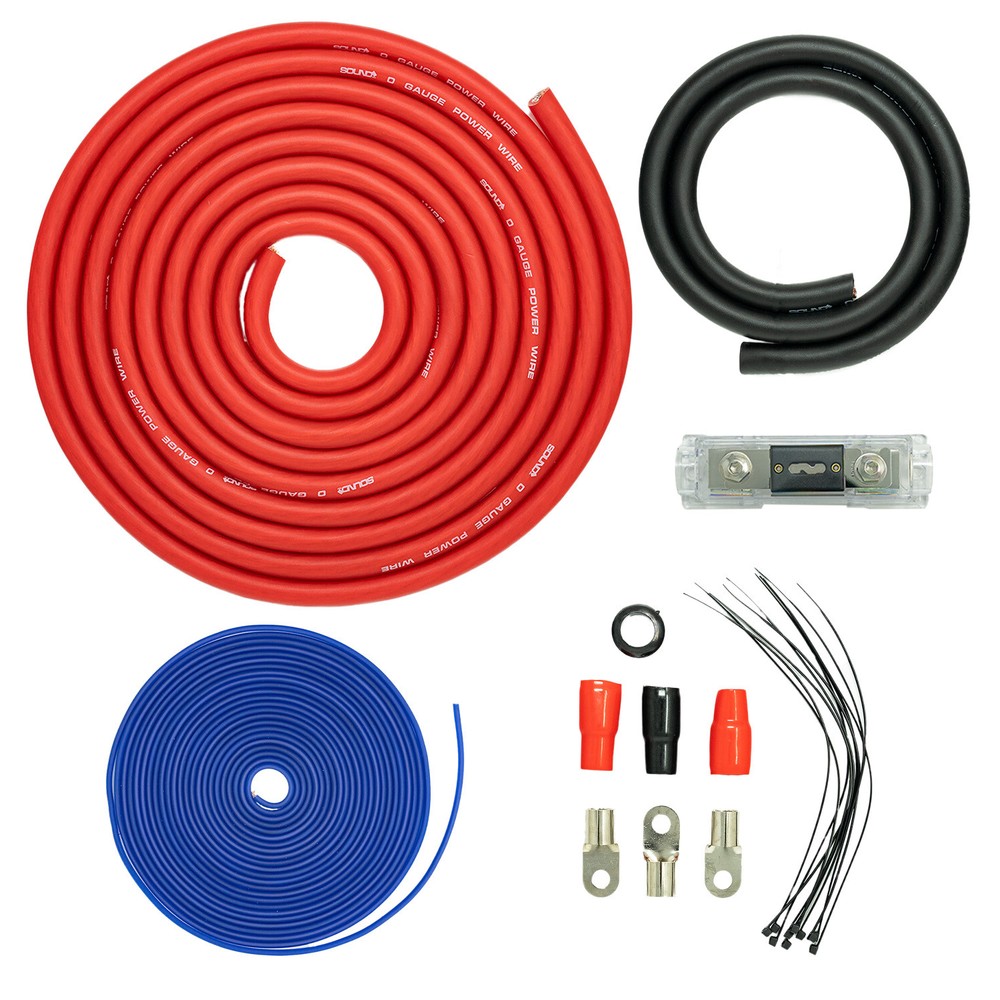 SoundBox PK0-17, 0 Gauge Amp Kit Power Amplifier Install Wiring Cables – 7500W