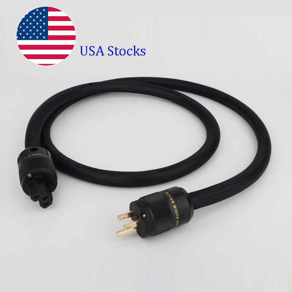 Audiophile Silver Plated HIFI Audio US AC Power Cable Pure Copper Power Cord